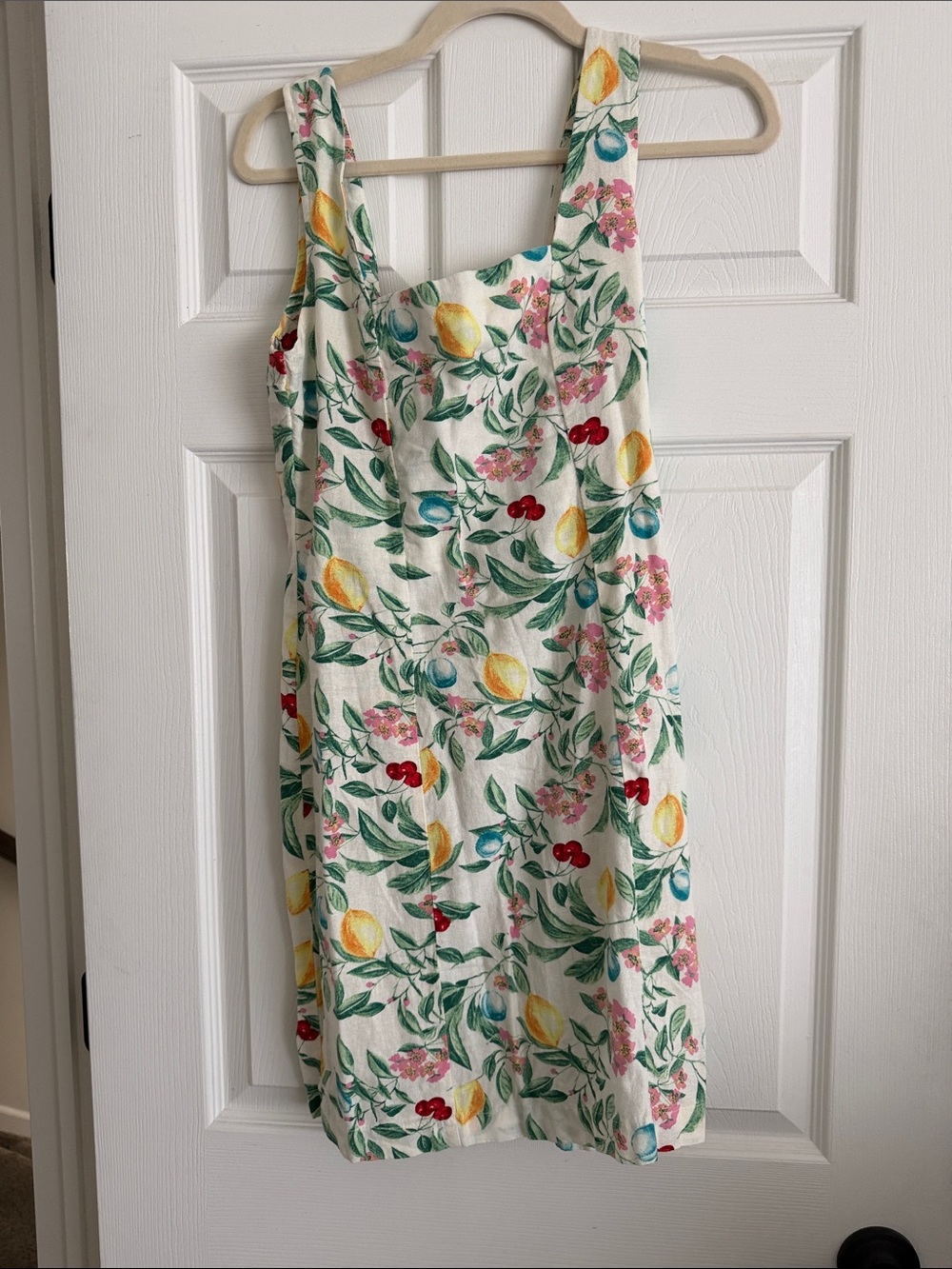 Old Navy Cream Midi Dress with Lemon & Cherry Print